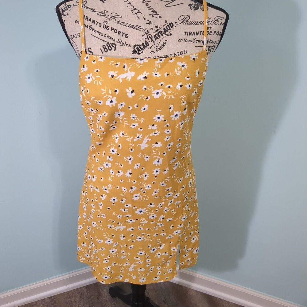 PRINCESS POLLY White Mini Floral Print Yellow Slip Mini Dress 4